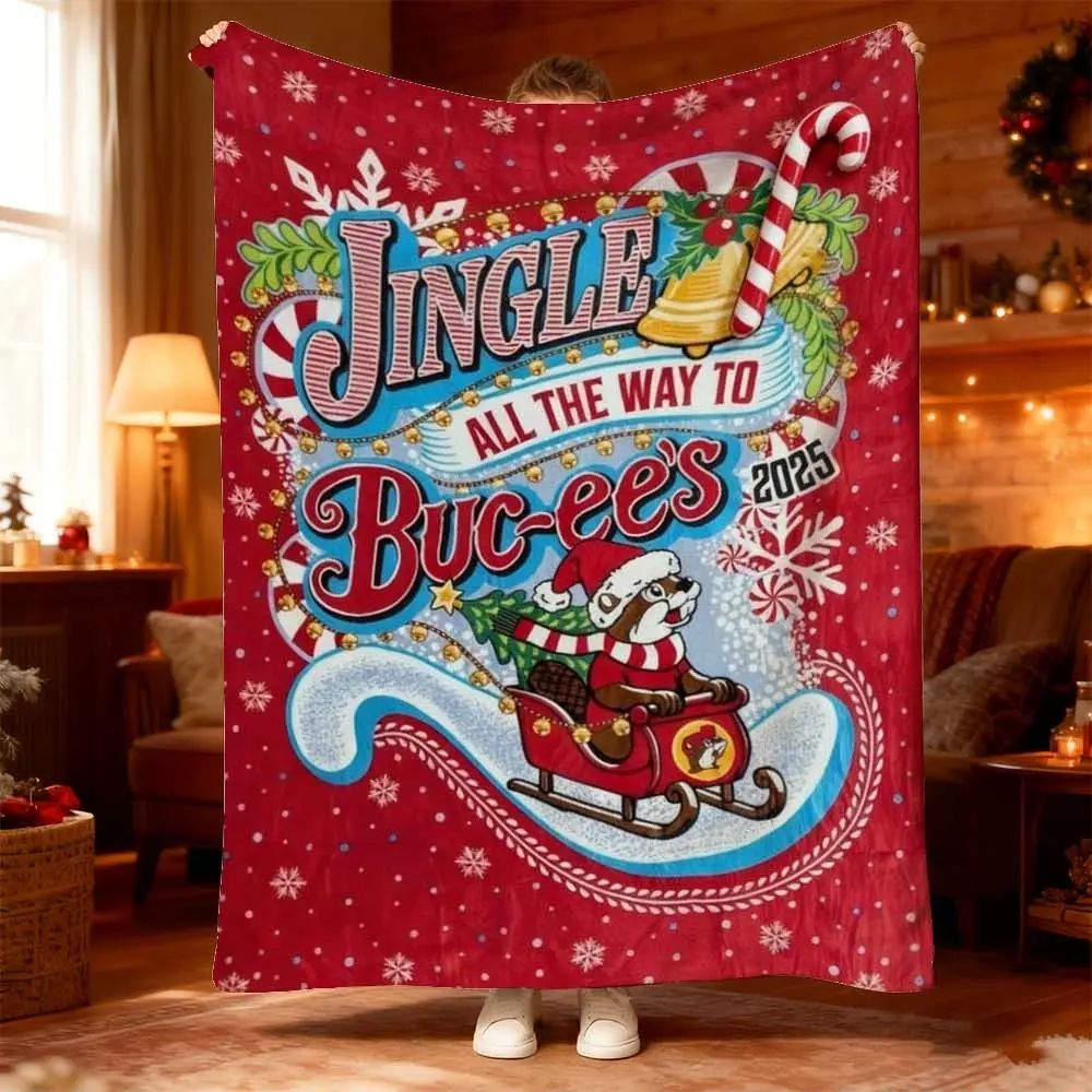 1pc Cozy Christmas Buc-ee's Blanket, Cozy Warm Blanket - Perfect for Bedroom, Sofa Lounging, Camping Adventures - Red Blanket with Festive Holiday Print, Hygge Winter Design - Ideal Seasonal Décor for Joyful Gatherings and Chilly Nig, Cozy Blankets