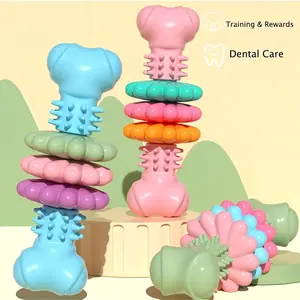 Indestructible Dog Chew Bone Toy for Aggressive Chewers, Durable Tpr Rubber, Geometric Pattern, Teeth Cleaning & Training, Small/medium Dogs