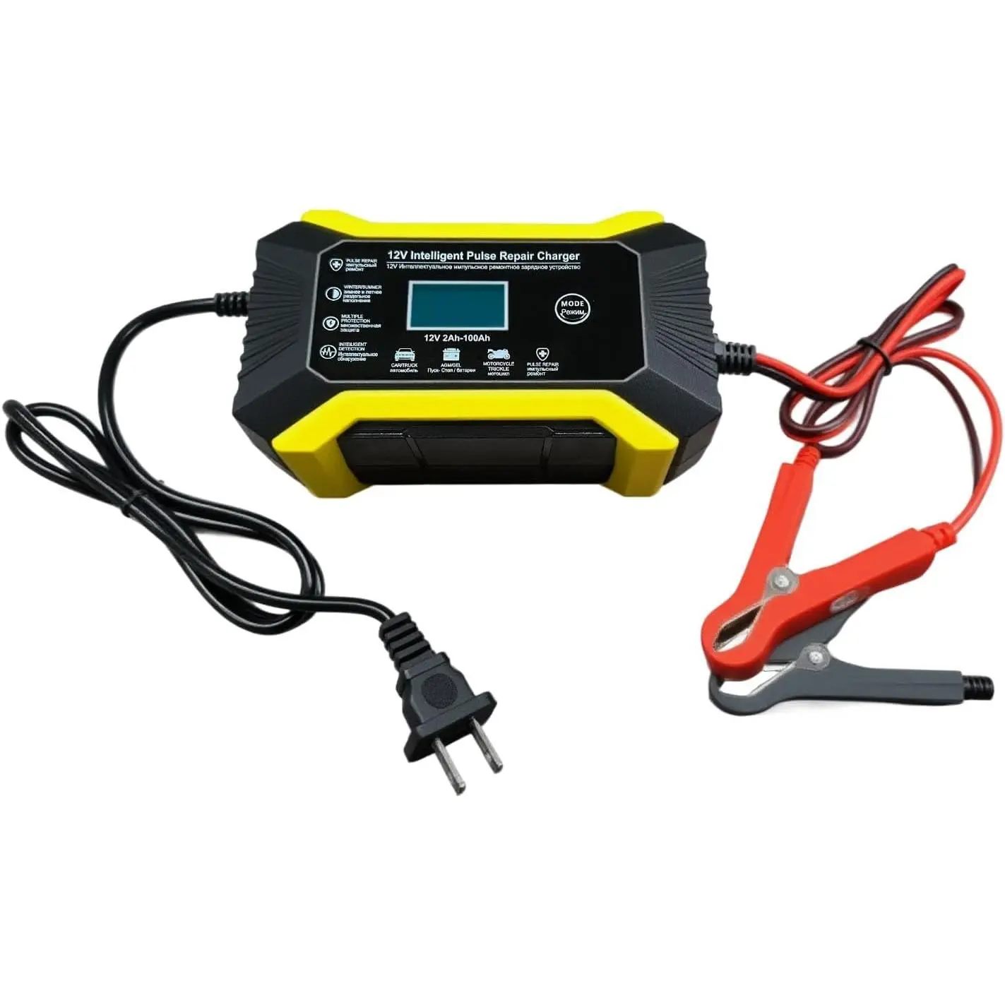 Car Battery Charger, 12V 6A Automatic Smart Battery Trickle Charger with LCD Display, Battery Maintainer Desulfator with Temperature Compensation, Universal for Car, Truck, SUV RV, Boat