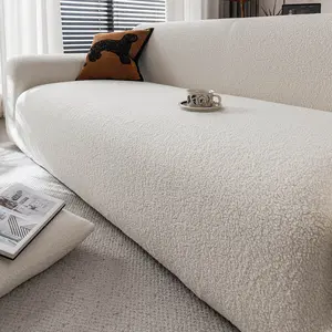 Teddy Fleece Sofa Cover, Couch Slipcover, Anti-Slip Deteriorate Resistant, Pet Friendly, Colorfast, High Elasticity, All-Season Use, Washable Sofa Slipcover, Elastic Sofa Slipcover, Sofa Couch Covers