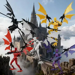 New Jointed Dragon Man Figure with Scaled Armor and Dragon Claws, 3D Printed Collectible Action Figurine, Action Figure Model, 38 Moveable Wings, Desktop Display
