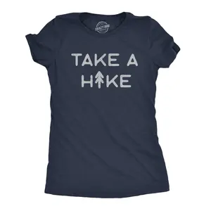 Womens Take A Hike T Shirt Funny Outdoor Adventure Camping Graphic Tee Funny Womens T Shirts Cute Vintage Fashion Casual Ladies T-Shirt Gift Funny Camping Top Women's Novelty Tees Navy -