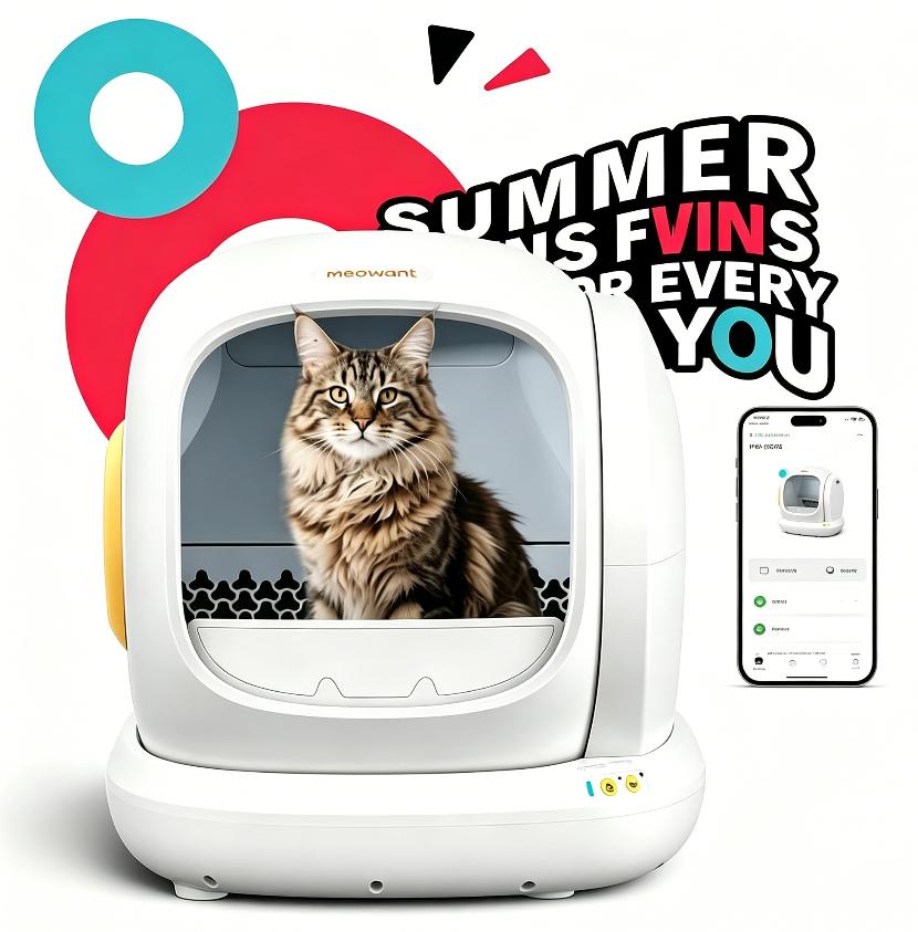 Meowant SC02 75L Large Automatic Litter Box - Self-Cleaning, APP Control, Pee Guard, Odor Removal, Anti-Pinch Design, Easy Installation for Multi-Cat Households (Ideal for Pet Lovers)