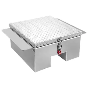 Truck Bed Tool Box, Heavy Duty Aluminum Tool Box With Diamond Plate, Storage Toolbox Chest Organizer, Supports Up To 220 Lbs, Ideal For Pickup, Truck Bed, RV, Trailer, 30.3 x 24 x 12.2 In, Silver