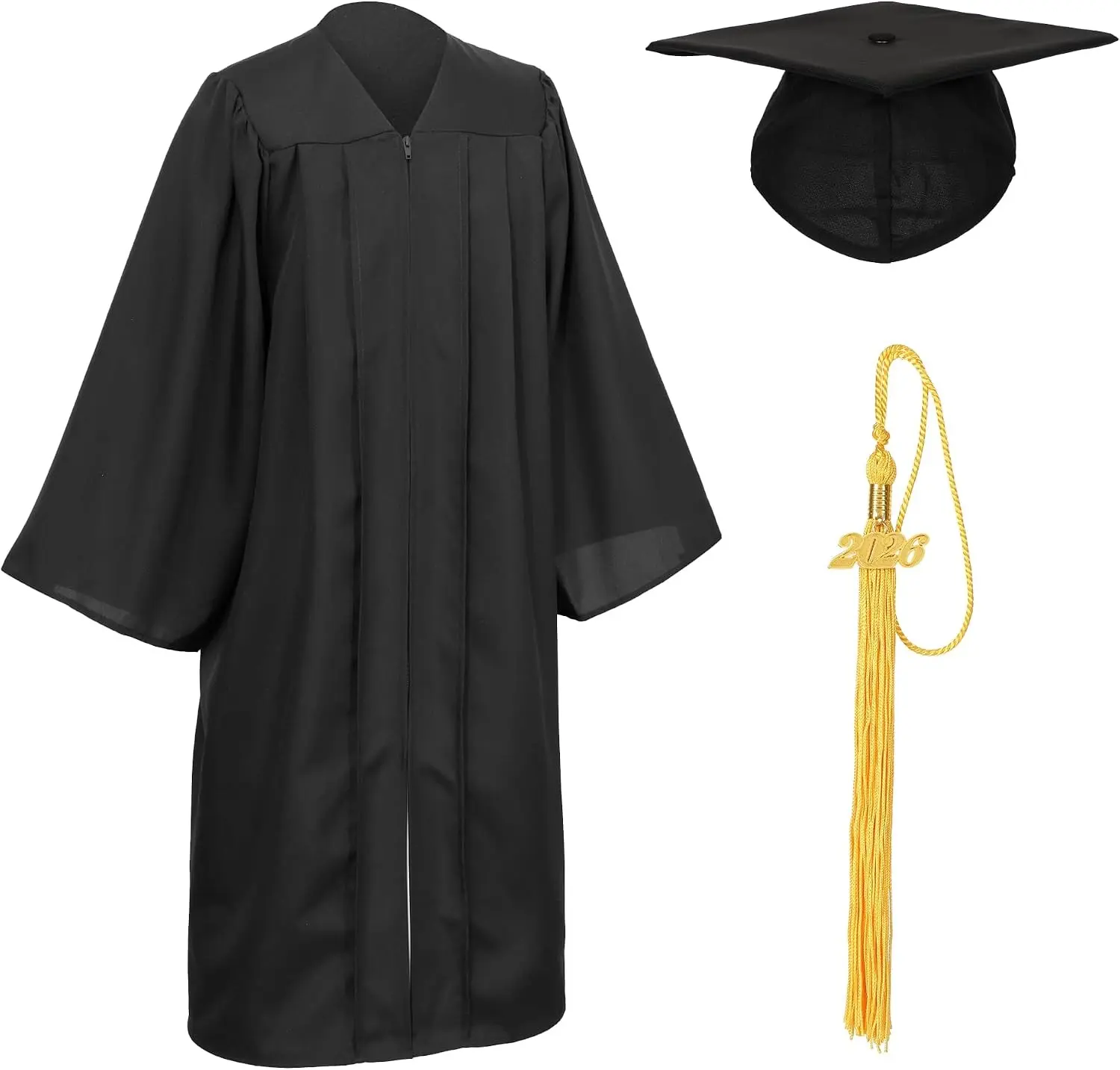 Unisex Matte Graduation Cap and Gown Tassel Package for High School and Bachelor