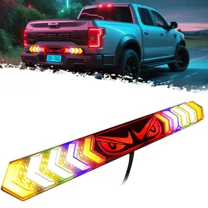 DIBMS 24'' Devil Eyes LED Tailgate Light Bar Strip for Trucks, IP65 Waterproof, RGB Brake Turn Running Reverse Mode,Truck Daytime Running Light Kits,Led Car Ambient Light