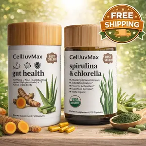 Gut Health + Spirulina & Chlorella - Natural Wellness Supplement Bundle Prebiotics, Probiotics, Healthy Eating