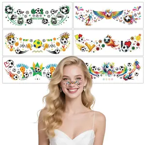 6pcs Football Theme Face Tattoos, Waterproof Temporary Stickers for Soccer Matches, Colorful Eye & Forehead Makeup for Sports Events