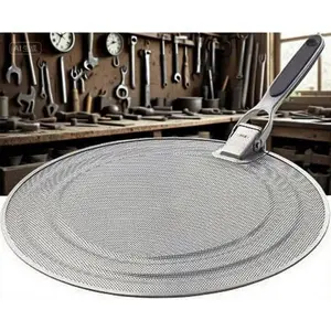 Folding Handle Splatter Screen for Cooking, Stainless Steel Grease Guard with Non-Slip Grip, Reusable Fry Pan Cover for Stovetop, Dishwasher Safe Silver Mesh Lid