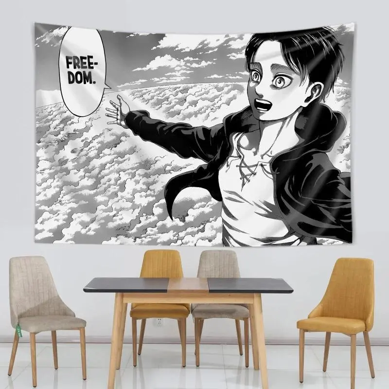Eren Yeager Freedom Manga Poster Wall Art Kawaii Anime Attack On Titan Print Canvas Gallery Wraps Ready To Hang Decor Tapestry Decoration summerwins