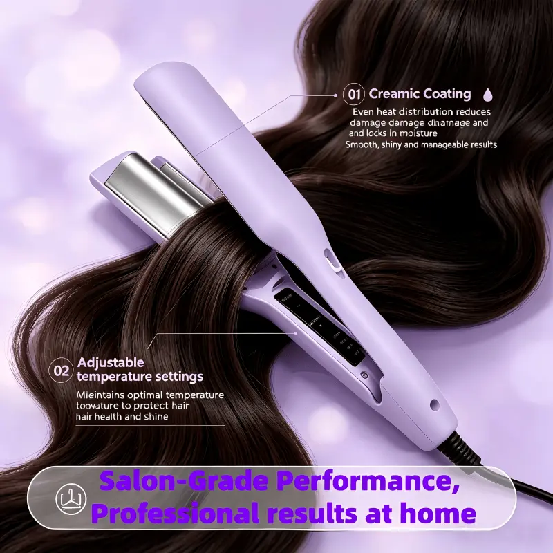 1-Inch Deep Wave Crimper - Ionic Ceramic Curling Irons, Thermal Hair Styler, Portable Travel Beauty Product for Curly Hair, Salon Hollywood Mermaid Look, Wave Curling Iron, Beauty Products