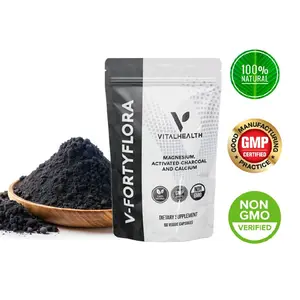 Vital Health V-FortyFlora Premium Blend Supplement with Magnesium Activated Charcoal & Calcium 60 Veggie Capsules for Gut Health & Immunity Edible Dietary