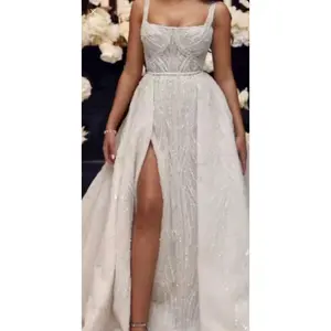 NEW $1345 Custom Couture Sequin Bridal Gown Wedding Gown with Detachable Train