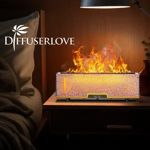 Flame Diffuser Humidifier,Crackle Pattern,Essential Oil Diffuser,200ml Desktop Aroma Diffuser Humidifier,For Home Office Cold Fire Air Diffuser,For Office, Bedroom, Living Room, Air Conditioned Room