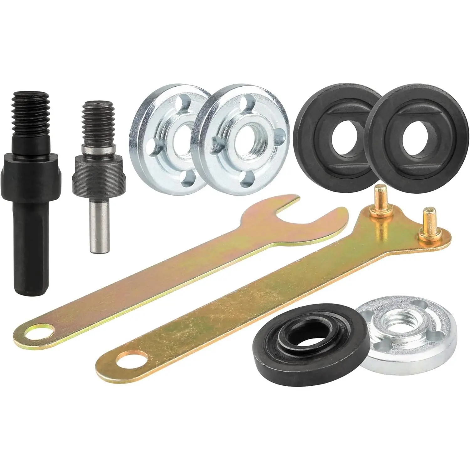 Drill Angle  Adapter with Flange Nut Parts Set, 6mm and 10mm Drill Arbor Mandrel Adaptor with 3 Set Replacement  Flange Nuts and Spanner Wrench Conversion Tool