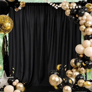 Deconovo Backdrop Curtains (2 Panels, 5 ft x 10 ft) - Black and White Photography Backdrops with Rod Pocket, Ideal for Birthdays, Weddings, Movie Sets, Stage Productions, and Photography Sessions, Great for Halloween and Christmas Decorations