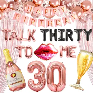 Rose Gold Talk 30 to Me Balloons Talk 30 to Me Birthday Decoration Talk Thirty To Me Backdrop Talk Thirty To Me Banner 30th Birthday Decoration for Her Dirty 30 Birthday Decoration Set