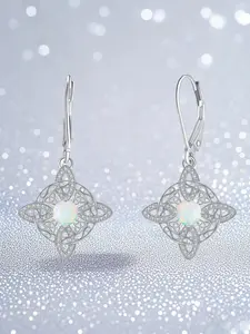 Dainty Celtic Opal Dangle Earrings 💫 | Silver-Tone + CZ Filigree Knot & Ear Hook Design | Perfect Gift For Opal Lovers| Celtic Jewelry Gift For Her｜#TikTokMadeMeBuyIt #TrendyJewelry2026 #OpalJewelry #CelticStyle