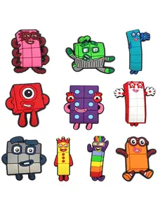 10pcs Cartoon Colorful Block Number Shoe Accessories, Crocs Fashion Accessories, DIY Shoe Decorations, Birthday Gifts, All Seasons