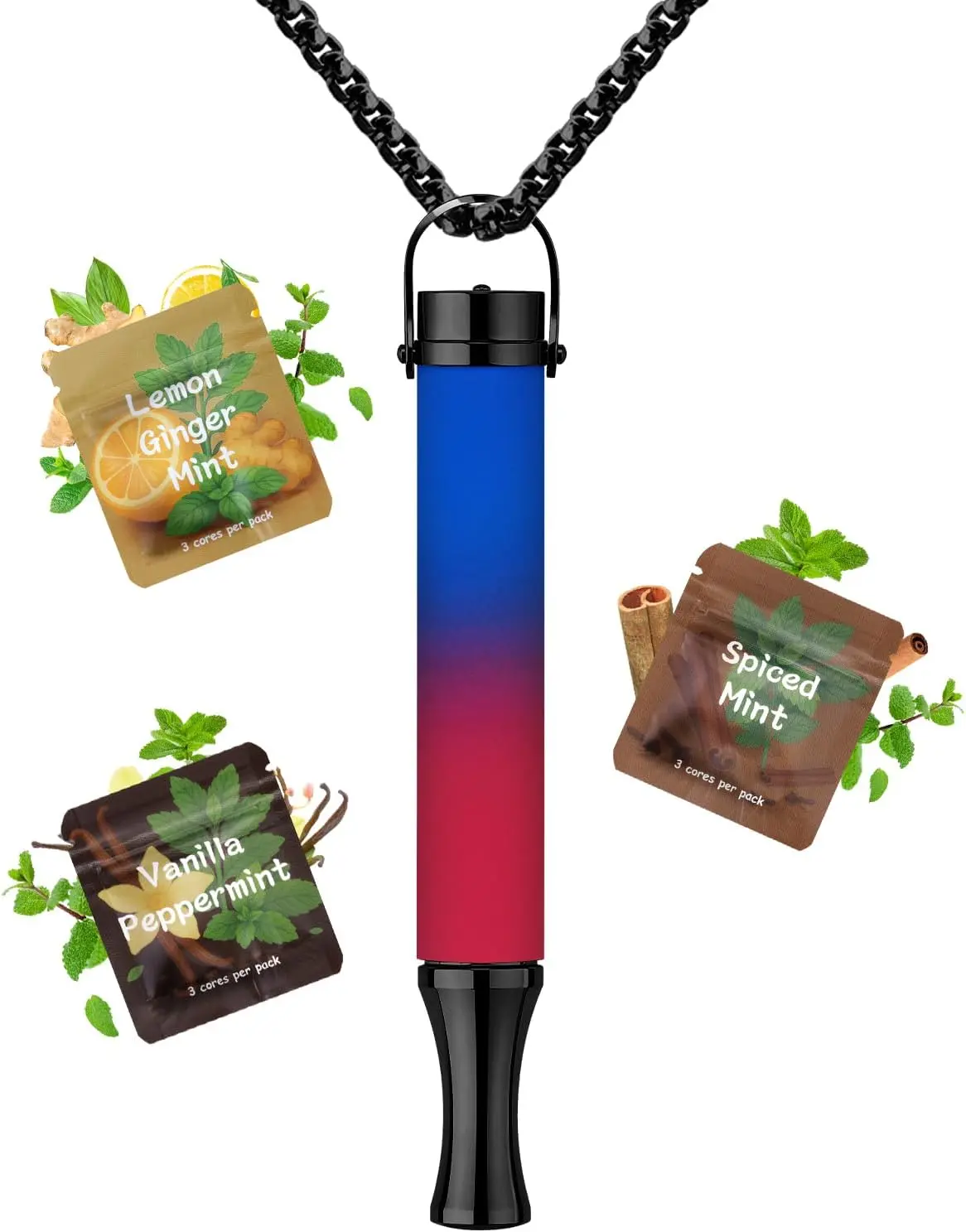 Breathing Necklace for Anxiety Adults, Adjustable Airflow Aroma | Adjustable breathing necklace with scented filters to help naturally switch from bad habits, reduce stress and improve focus