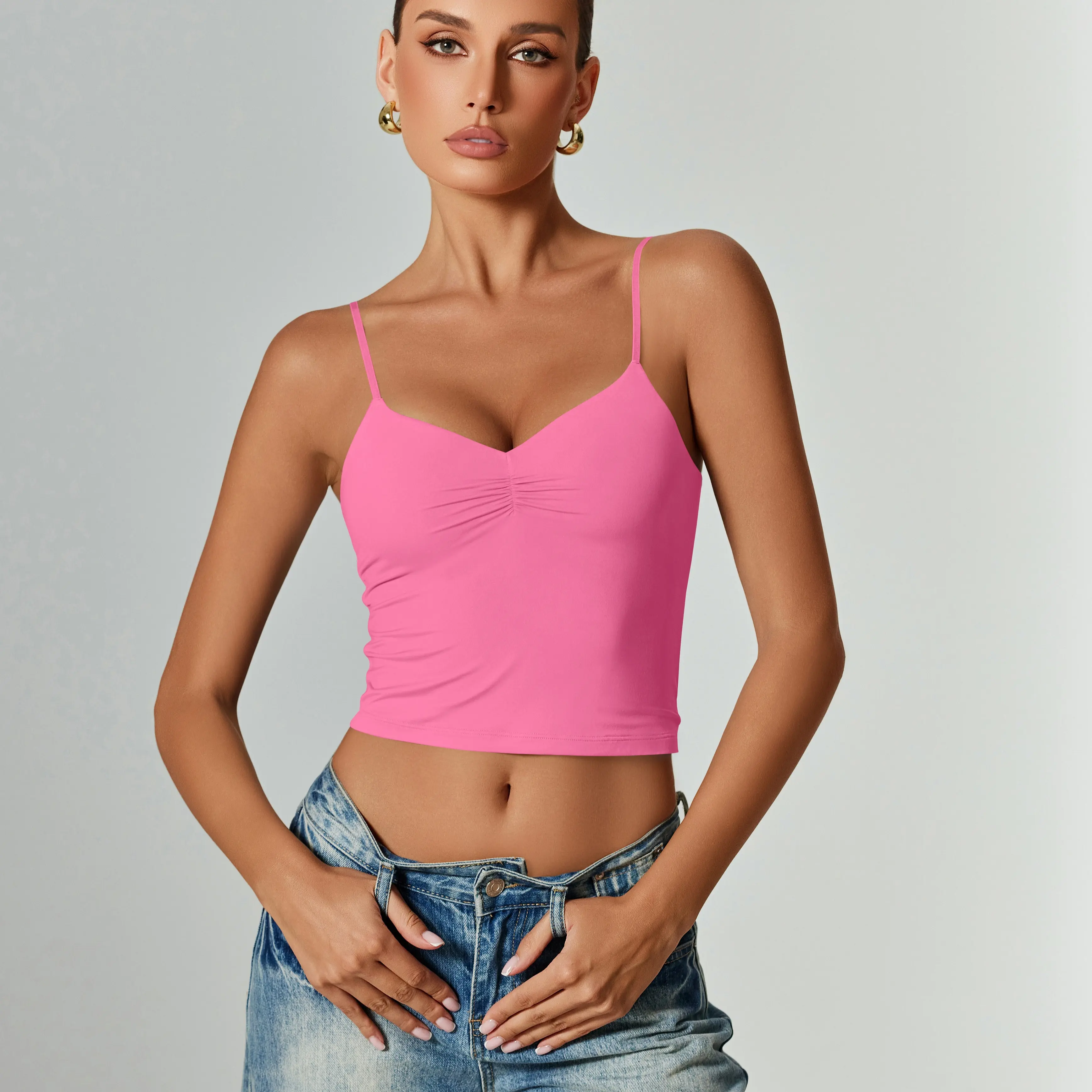 Avidlove Women V Neck Tank Top Spaghetti Strap Y2K Going Out Basic Cami Shirt