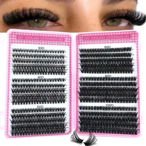 600 sets of tufted false eyelashes, with mixed warpage 30D-100D, soft, comfortable to wear, D-curled, suitable for all eye types, various styles combine DIY single eyelashes, reusable, Diy Dramatic Lashes, Eyelash Extensions Kit