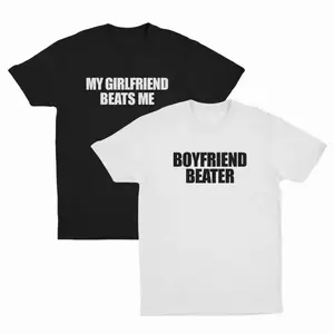 oein Romantic Couple Shirt, Boyfriend Beater My Girlfriend Beats Me Shirt, Cotton Crewneck, Meaningful Anniversary Gifts, Gift For Him, Gift For Her