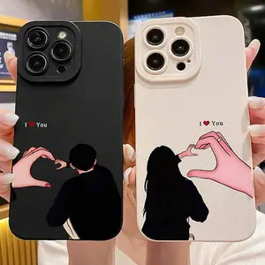 Couple Hand Holding Pattern Phone Case, 1 Counts/set Cute Phone Protective Cover, Phone Accessories Compatible with iPhone 17 Pro Max Plus Air/16/15/14/13/12/11