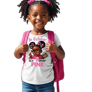 Kids In October We Wear Pink DTF Transfer | Ready to Press | Single Transfer, Choose 10’, 11’, or 12’