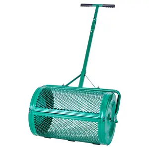 【Summervibes】VEVOR Compost Spreader, 24 in Wide Peat Moss Spreader with Push/Tow Handle, 4 Heights Adjustable, Powder-Coated Steel Garden Peat Moss Roller, Heavy Duty Grass Seed Spreaders for Planting Seeding