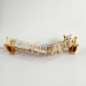 Wall cat suspension bridge ledge solid wood pet furniture cat bridge wall mounted cat perch hammock tree cat climbing frame cloud frame board suitable for cats to climb