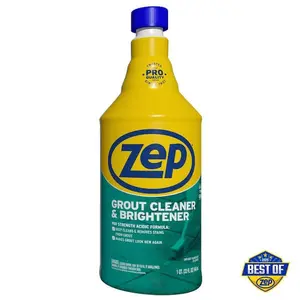 ZEP 32 fl. oz. Grout Cleaner and Brightener, bathroom floor, kitchen floor, entryway tile, commercial cleaning, residential use, old stains, embedded dirt, grout restoration, tile maintenance, ZEP brand, 32 oz, easy application, quick acting, lift stains