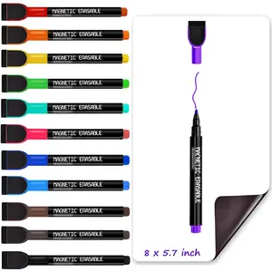 Dry Erase Markers Fine Tip - 12 Colors Whiteboard Markers with Eraser Cap, Low Odor Thin Dry Erase Markers for  Teachers, Work On White board & Calendar, Refrigerator,