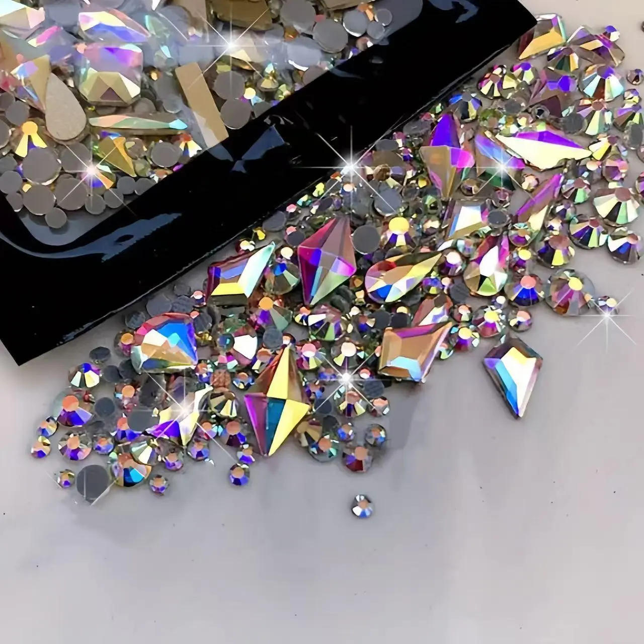 Rhinestone Nail Art Decoration, Glitter Rhinestones, 300pcs/bag Flatback Round Rhinestone & Flatback Odd Shaped Large Cubic Zirconia, Nail Art Accessories, Bling Rhinestone Decoration, Diy Rhinestone, Nail Art Supplies, Nail Art Products