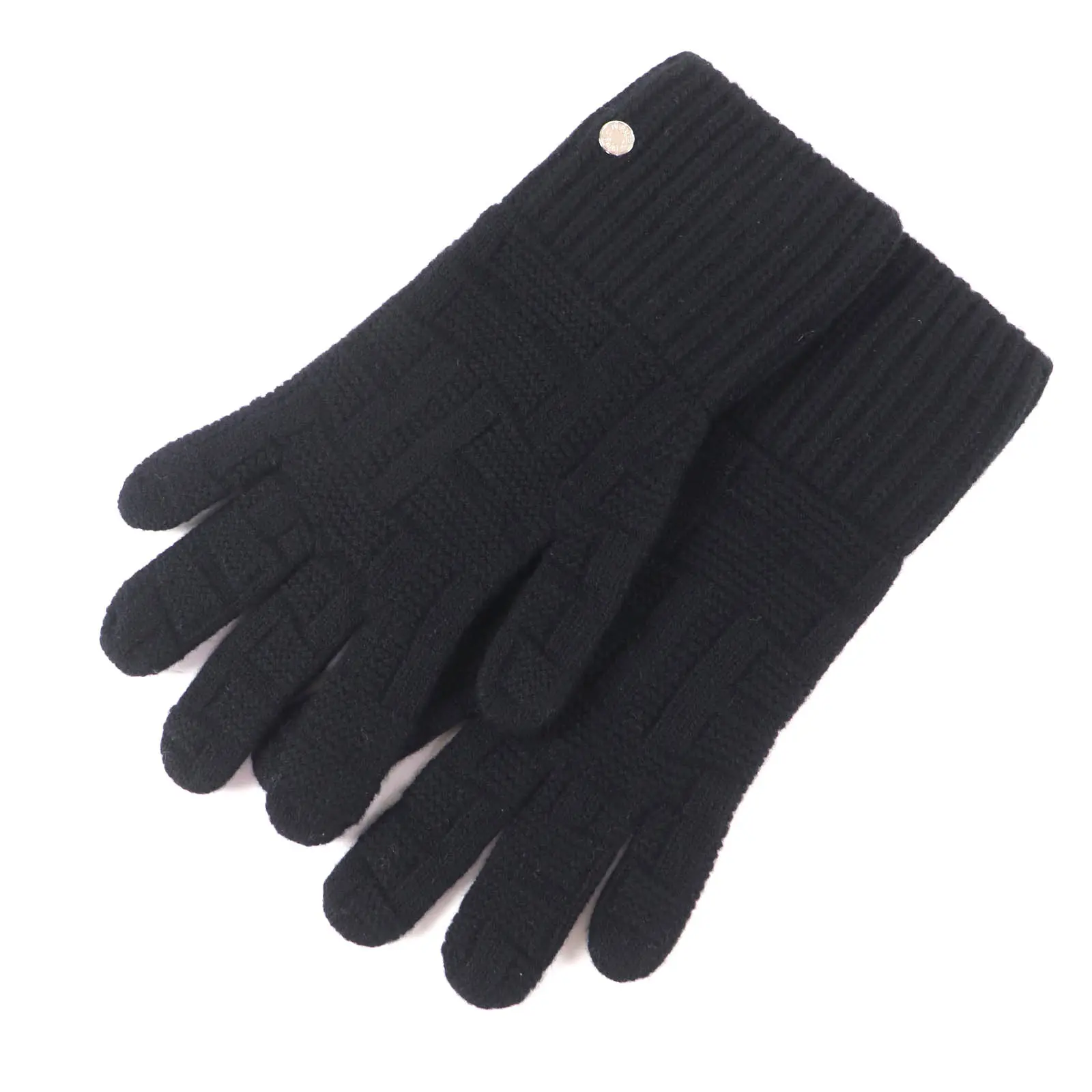 Pre-owned HERMÈS Wool Small Leather Goods Serie Metal H Design Gloves S