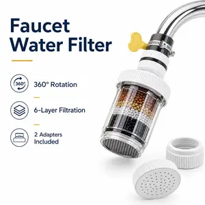 【NEW Upgraded 】Faucet Water Filter with 6‑Layer Filtration, 360° Rotating Tap Mounted Purifier, Sediment & Chlorine Reduction, Replaceable Core, Fits Most Faucets (Cold & Warm Water Safe)