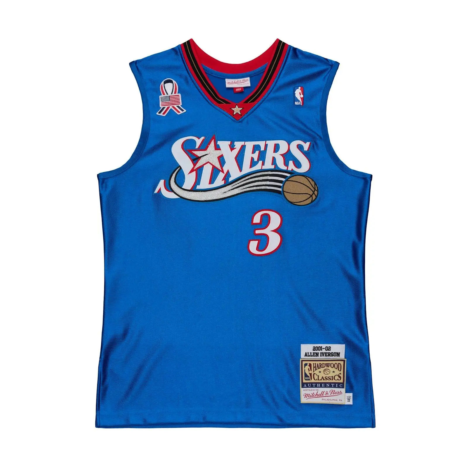 Allen Iverson Philadelphia 76ers 2001-02 Royal Authentic Jersey NBA Throwback Basketball Hardwood Classics Fan Gear Mitchell & Ness