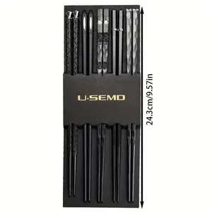 Tableware Gift Set of 5 Pairs Alloy Chopsticks, Sturdy, Easy to Use and Dishwasher Safe