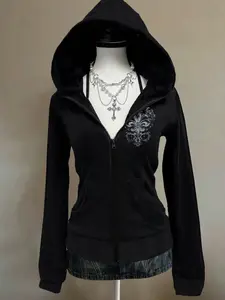 Women's Zipper Hooded Jacket, Campus Style, Simple Basic Design, Youthful Fashion, Casual Holiday Wear, Trendy Sportswear, Casual Athletic Jacket, Zip Front Jacket