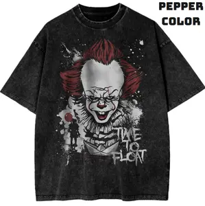 Pennywise Shirt, IT Shirt, Horror Movie Shirts, Crew Neck Casual Tshirt, Vintage Graphic Tees, Unisex Halloween T-Shirt Gifts For Men Women Streetwear Top Menswear Womenswear