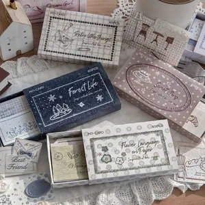 2 styles, 1 style with 120 simple double sided matchbox sticky notes, simple cartoon pattern theme, versatile ins style, paper, self adhesive, DIY journal decoration scrapbook sticker pack