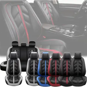 3D Car 5 Seats Covers Full Set, Soft Touch Leather Front Rear Cushion Protector Pad Mat Non-Slip Waterproof for All Seasons, 40/60 60/40 50/50 40/20/40 Split Rear Benches, Universal Car Auto Interior Decoration Accessories - Mother's Day Gift, Breathable