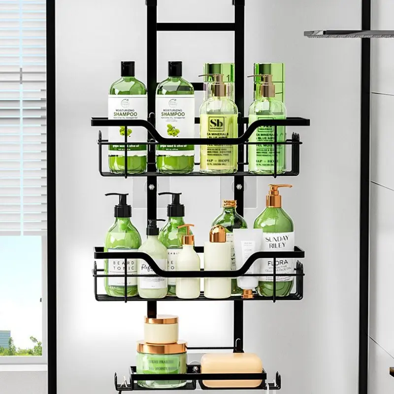 Multi-Layer Bathroom Shelf, No-Drill Wall-Mounted Organizer, 3-Tier Soap & Towel Holder, Space-Saving Storage Solution for Bathroom