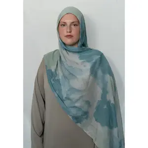 Teal Watercolor Modal Hijab