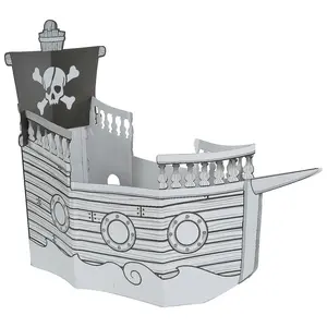 Color Your Own Pirate Ship Playhouse - Large Kids' Crafts - 25" x 30 1/2" x 35"