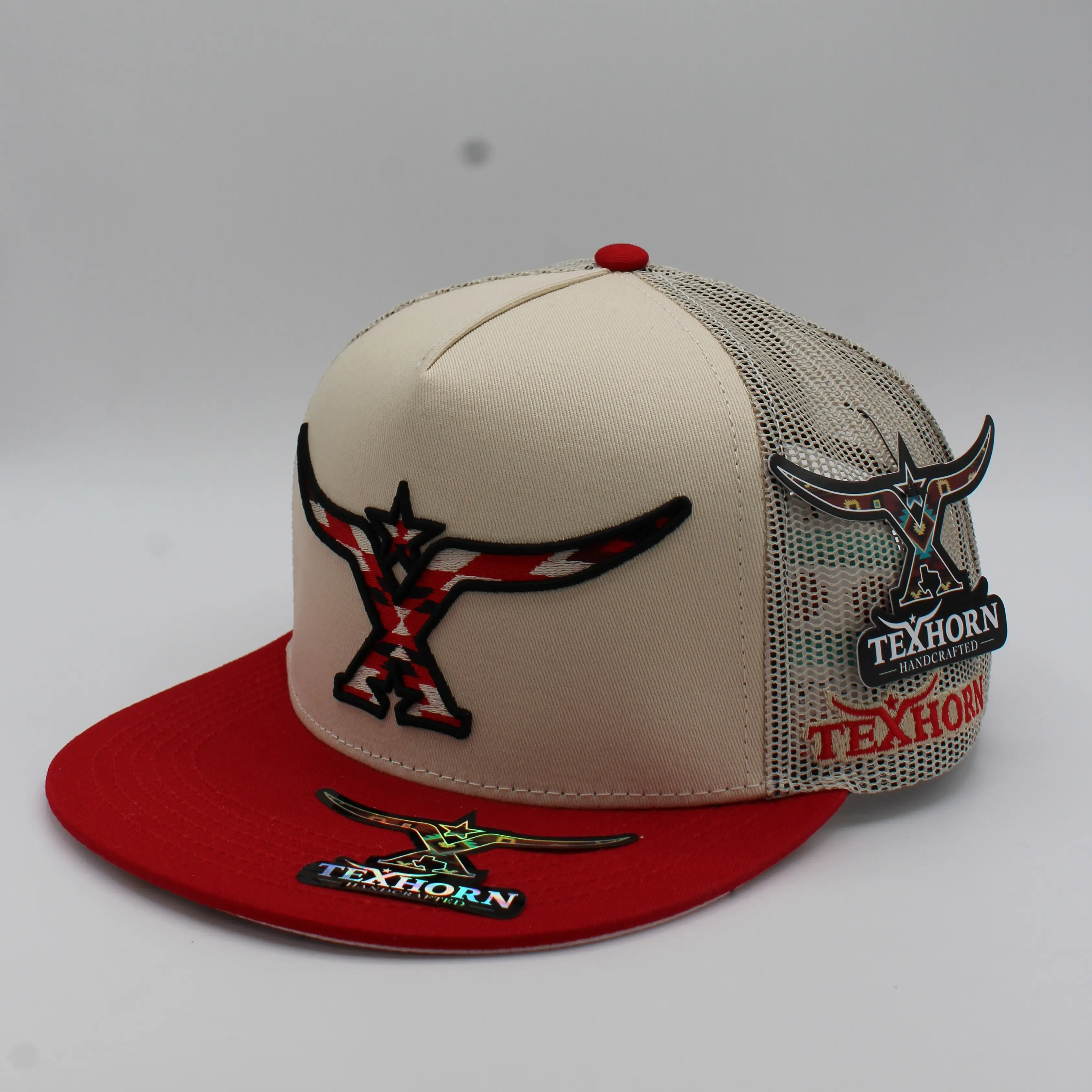TEXHORN CAP STYLE RIO GRANDE, AZTEC LOGO WITH RED BRIM