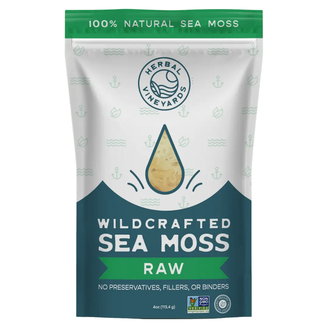 Herbal Vineyards Raw Wildcrafted Sun Dried Sea Moss - Nutrient-Rich Health Supplement, Vegan, All-Natural Superfood with Iodine Minerals, Natural Wellness Boost from Saint Lucia Wildcrafted Source