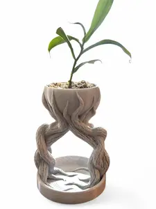 Braided Tree Arch Flower Pot – Standing Planter for Indoor & Outdoor Decor, Unique Garden Planter Display for Succulents, Herbs, or Small Plants – Modern Boho Home Aesthetic
