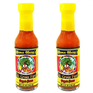 Mama Maisa's St. Croix Fire Pepper Sauce (10 Fl oz. - 2 bottles). Bold Caribbean Flavor with Scotch Bonnet Peppers and Curry