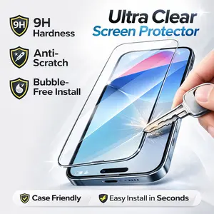 PuYateya [2 Pack] Tempered Glass Screen Protector for iPhone 15 Pro Max with Auto Dust Removal Kit 9H Hardness Bubble Free Installation Ultra HD Clear Case Friendly